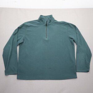 Y2K Land's End Mens L Fleece Pullover Green Jacket 1/4 Zip Gorpcore Normcore